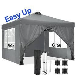 10x10 Pop Up Canopy Tent with Sidewalls,Sandbags And Roller Bag, Easy Pop Up Waterproof