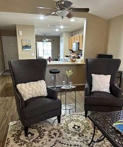 Two Beautiful Gray Wingback Accent Chairs