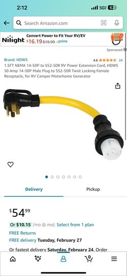 1.5FT NEMA 14-50P to SS2-50R RV Power Extension Cord, HDWS 50 Amp 14-50P Male Plug to SS2-50R Twist Locking Female Receptacle, for RV Camper Motorhome