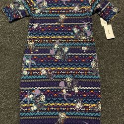New Lularoe Womens Size Large Nightmare Before Christmas Lock, Shock and Barrel Julia dress 