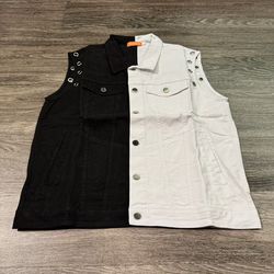 Black And White Vest - Trendy Fit