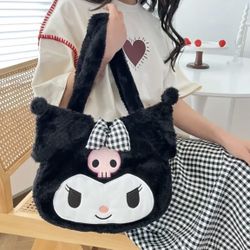 Sanrio Plush Kuromi Women Tote Handbags Shoulder Bag