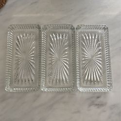 Vintage glass butter dishes/relish trays