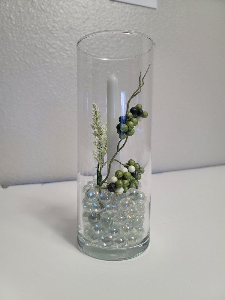 Glass Vase With Candle Each