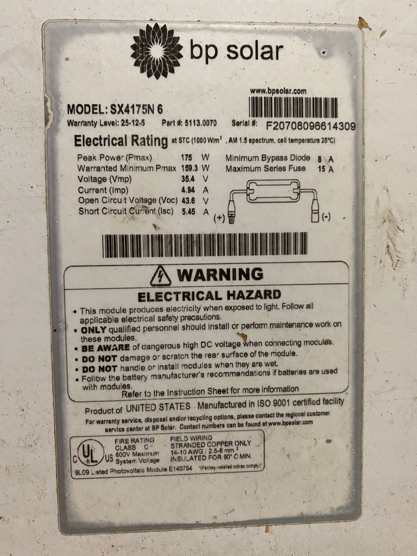 Used Solar Panels BP Solar 175W 10 Panels For $500