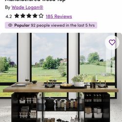 Arvene 77.3" Kitchen Island with Manufactured Wood Top & High Chairs
