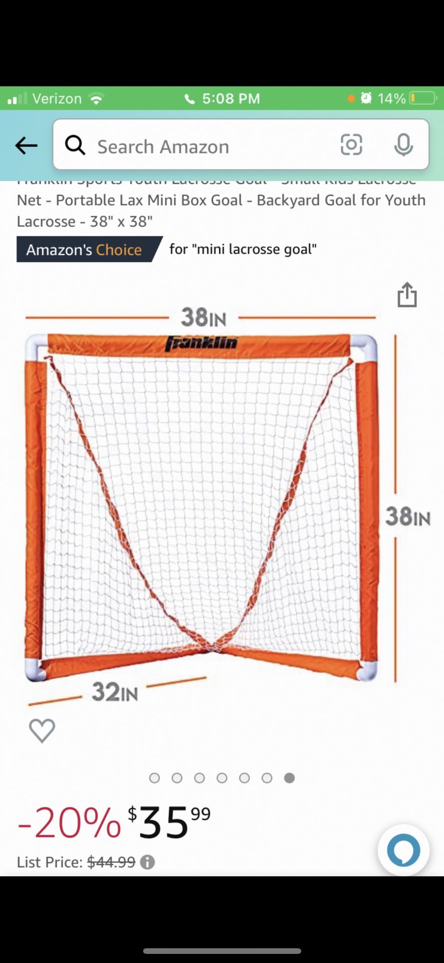 Franklin sports youth lacrosse Goal Net 38” / 38”