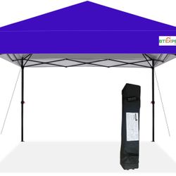 10x10ft 1-Person Setup Instant Canopy Pop Up Tent Portable Commercial Shelter Outdoor Gazebo 1-Button Touch Sun Shade Carry Bag Camping Rental Party 