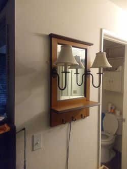 Lamp shelf with hooks