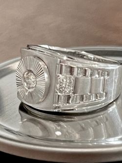 BEAUTIFUL MENS 14K WHITE GOLD RING