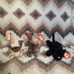 Set of 3 Ty Original Beanie Babies – Velvet, Scorch & Stretch – Pre-Owned