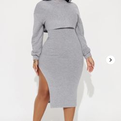 Large Cloud Nine Midi Dress Set - Grey