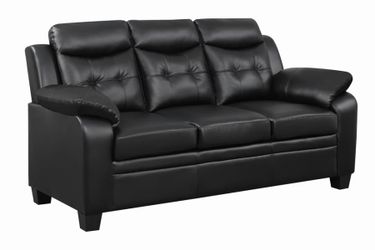 NEW SOFA--BLACK LEATHERETTE