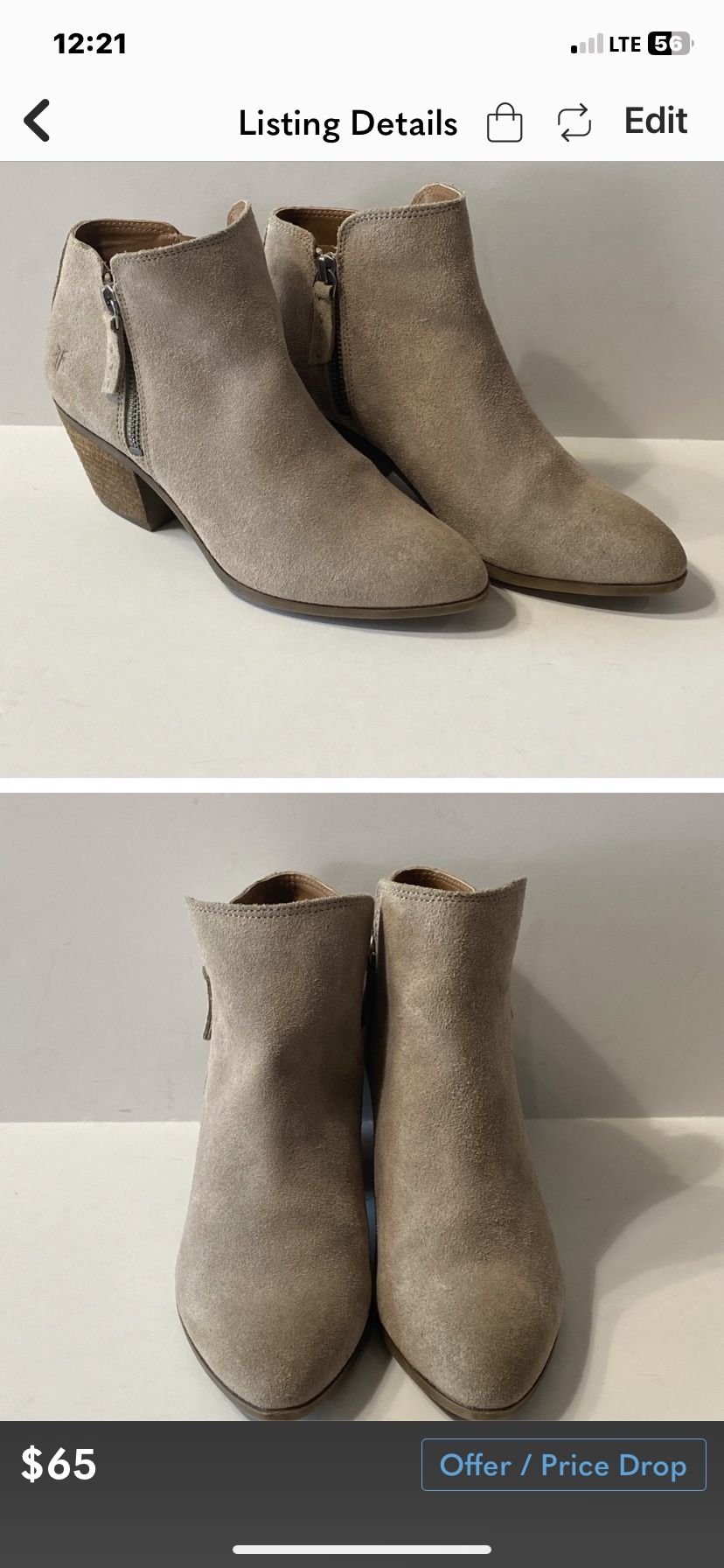 Frye Taupe Suede Ankle Boots 