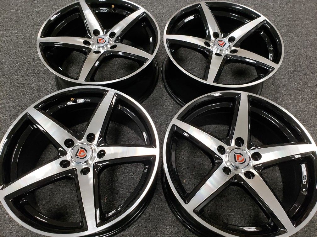 new 17x7.5" black/polished rims wheels 5x114.3 bolt pattern