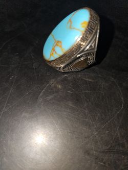 Huge Mans Ring Turquoise 925 Sterling Silver 