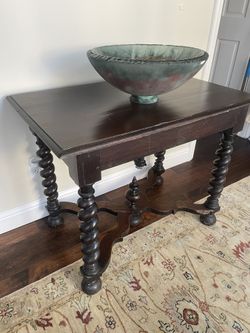 Antique Barley Twist Table And Blown Glass Sink