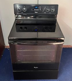 🔥🔆♨️☆Whirlpool☆♨️🔆🔥 Black Glass Top Stove in Perfect Condition