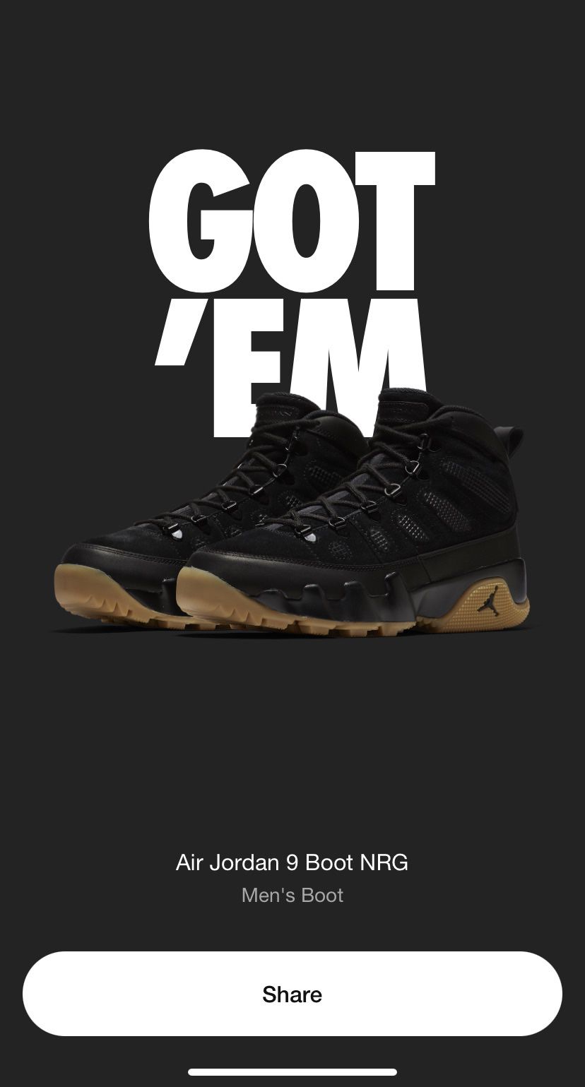 Jordan 9 Boot NRG Size 10