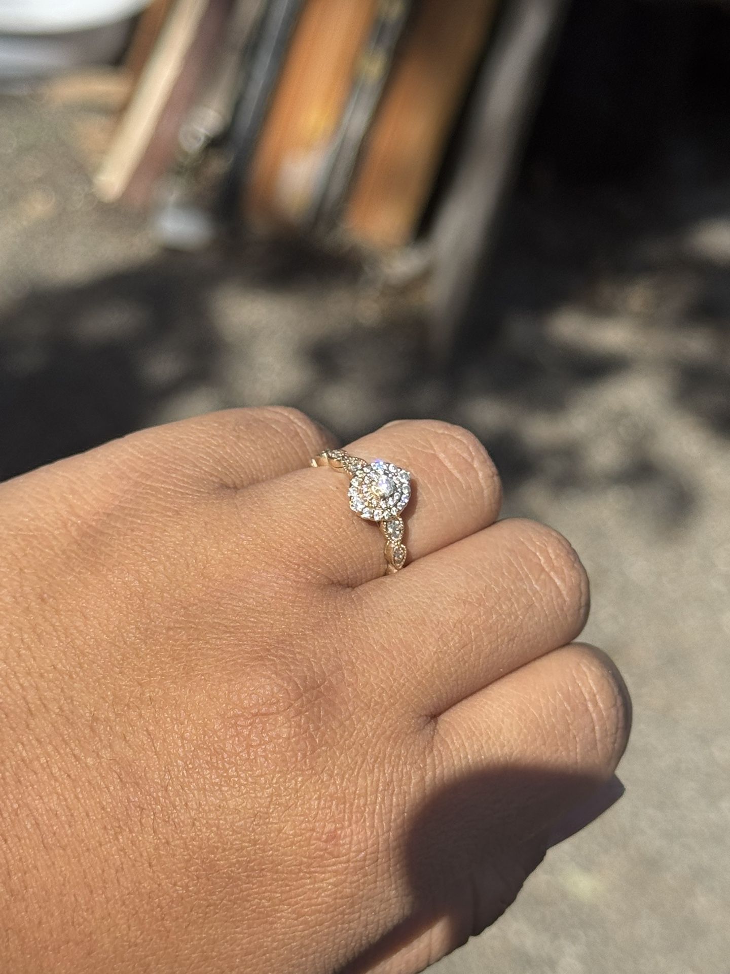 10k Engagement Ring With .5 Ct Diamond Center Stone