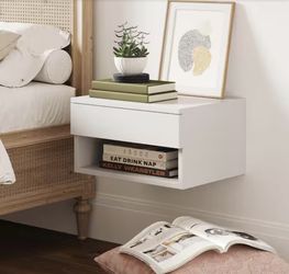 White Rectangle Wood End Nightstand Side Table