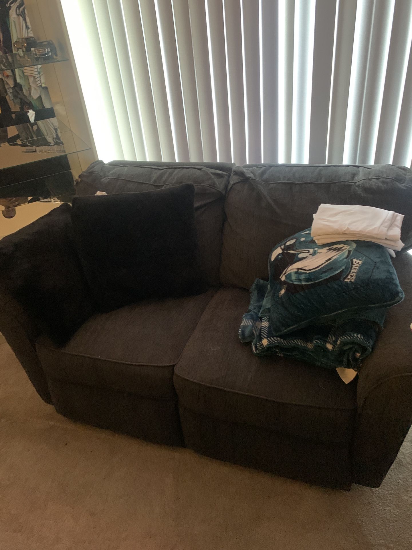 RECLINER COUCH, BAR, FIREPLACE