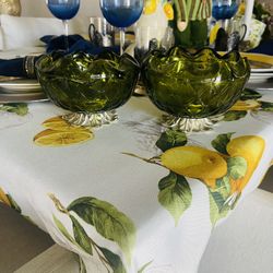 2  Vintage Green Glass Bowls 