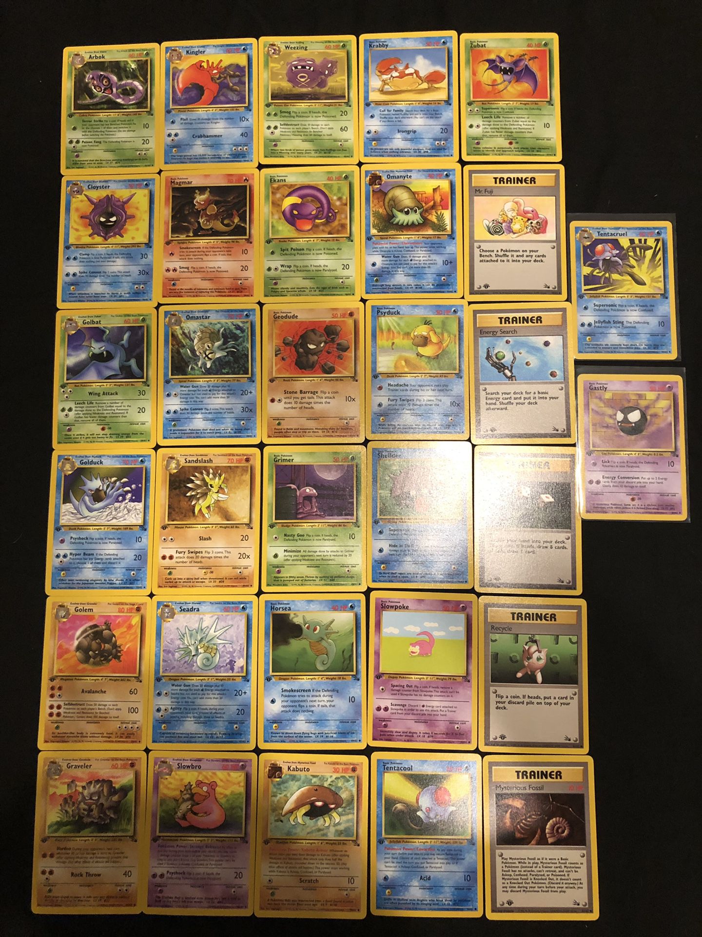 Pokemon Cards - Fossil - 1st Edition - Complete UC / C Collection