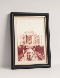 Jack Parry Signed Vintage Framed Taj Mahal Sepia Print, India Art 6.5x8”