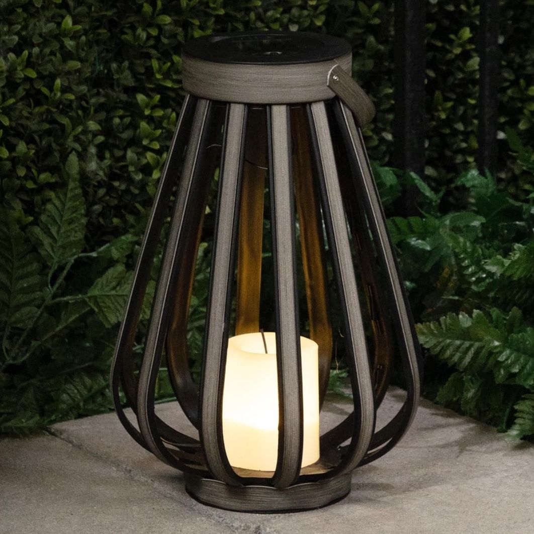 Solar Gray Decorative Plastic Lantern with LED