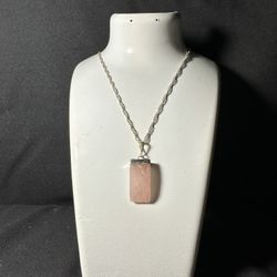 Natural Rose Quartz With Real Silver 