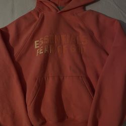 Essentials Hoodie, Coral, Small.