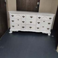 9 Drawer Vintage Solid Wood Lowboy Dresser