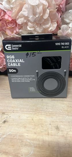 Commercial Electric 50 ft. Black 18-Gauge RG6 Coaxial Cable