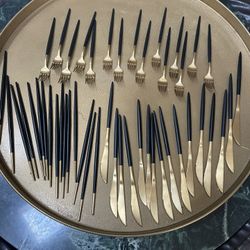 Black and Gold Stainless Steel Cutlery Set of 47