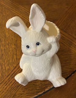 Vintage Ceramic Easter Rabbit Planter