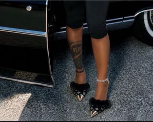 New black heels with LV print