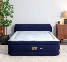 Sealy Queen 80” x 60” x 18” Raised Air Mattress with Built-In Headboard & Electric Pump