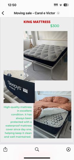 King Mattress + White Metal Bed Frame Bundle