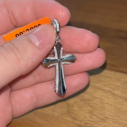 Moissanite Diamond Cross Pendant, 925 Sterling Silver