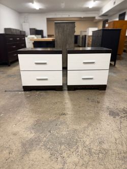 2 Brown & White Nightstands Nightstands