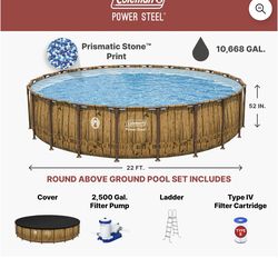 Unopened 22ft Coleman Pool Kit, ladder, filtration and cover included