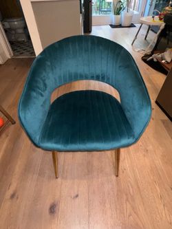 Velvet Dining Chairs Set of 6; Teal & Gold Legs