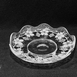 Vintage Heisey Plantation Gardenia Etched Glass Bowl 6”