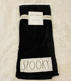 Rae Dunn SPOOKY Black Throw Blanket