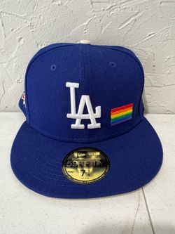 MLB new era Los Angeles dodgers blue 100th anniversary pride hat 59fifty fitted hat size 7 3/4