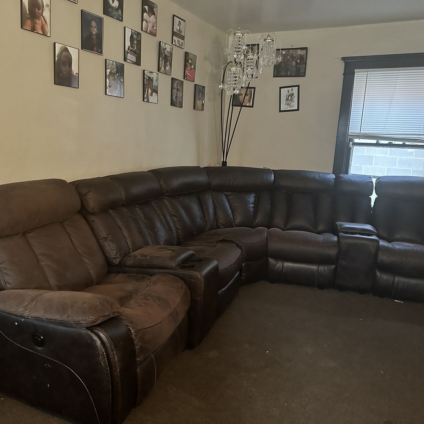 7 Piece Leather Reclining Sofa Set 