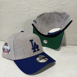 MLB New Era Los Angeles Dodgers Grey Blue Brim 40th Anniversary Patch 9forty A Frame SnapBack Hats
