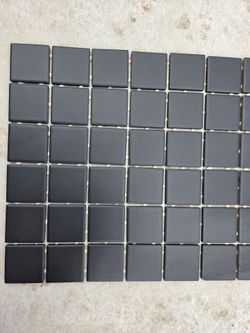 Matte Black Square Mosaic Tile Sheet