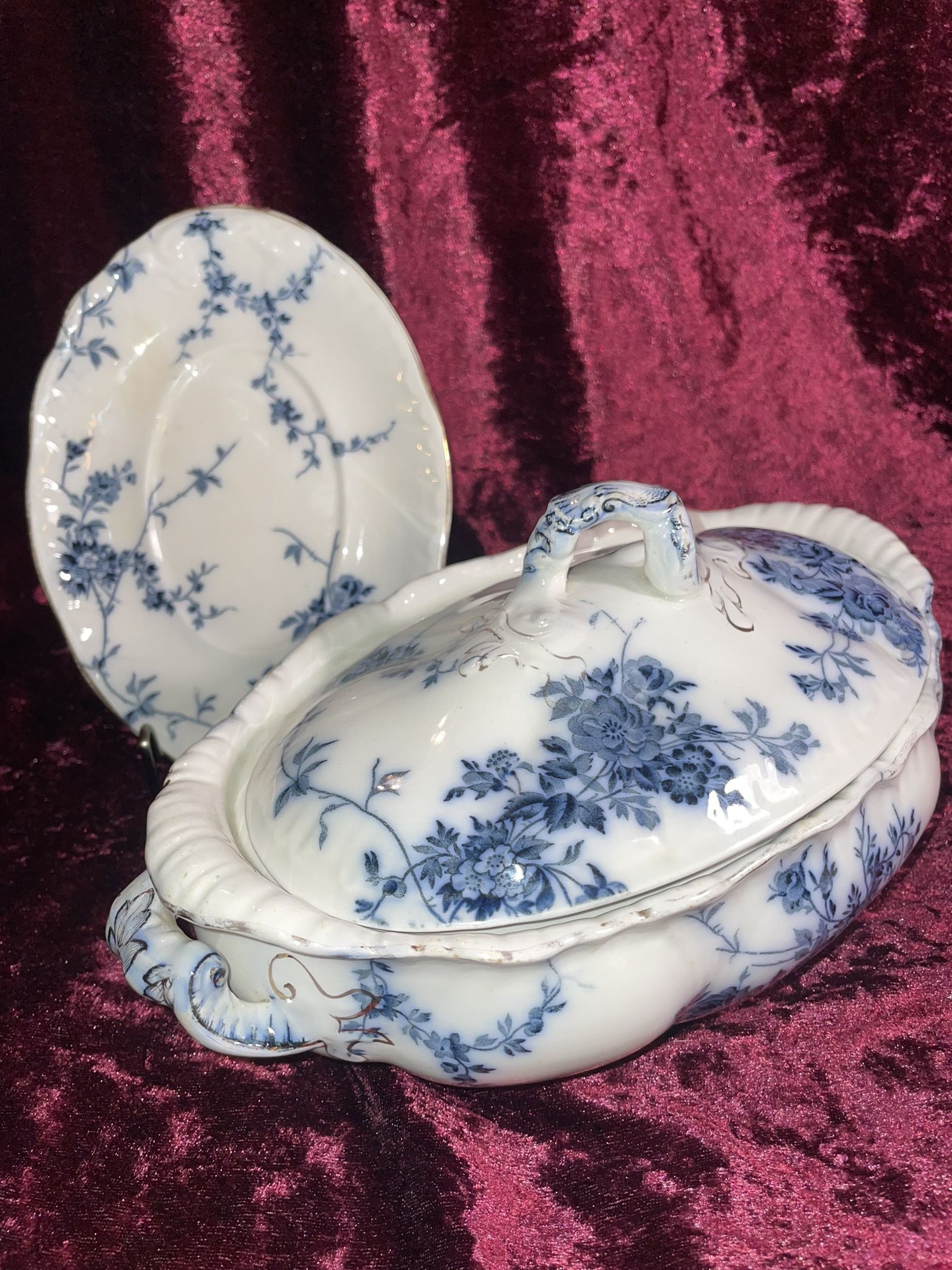 Booths Antique Blue And White Royal Semi Porcelain Princess Pattern